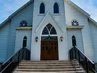 A view of the church from the street.